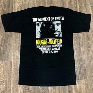 VTG 1990 Douglas vs Holyfield Boxing Shirt Mens L Moment of Truth Mirage 90s USA